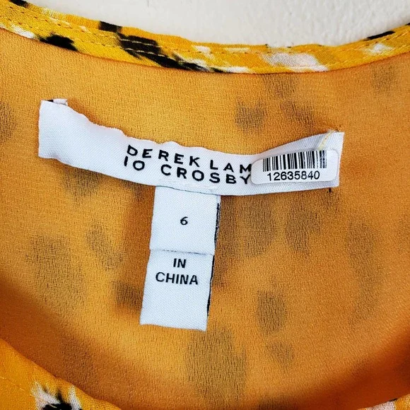 Derek Lam IO Crosby Ruffle Top Blouse Yellow Black Long Sleeve Size 6 - Picture 3 of 9